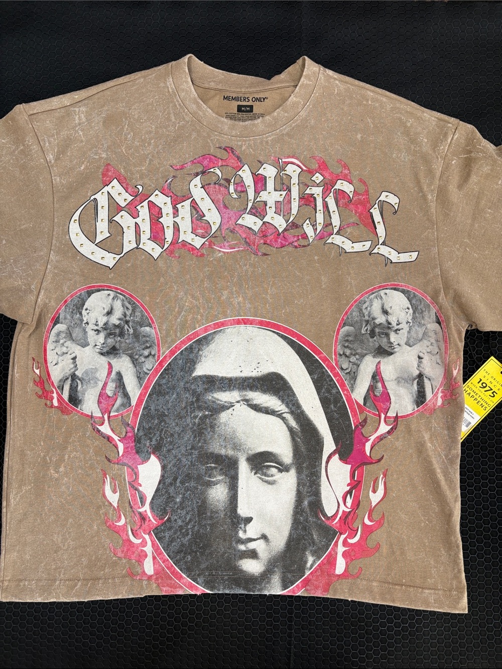 Members Only Vintage Wash Graphic Shirt - Grunge/ Religious Iconography - Unisex